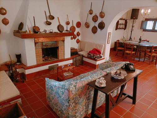 a living room with a couch and a fireplace at Aromi di casa in Pianella