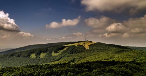 a hill with a cross on top of it at V srdci mesta I in Stará Turá