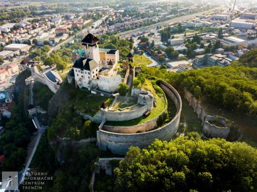 an aerial view of a castle on a hill at V srdci mesta I in Stará Turá