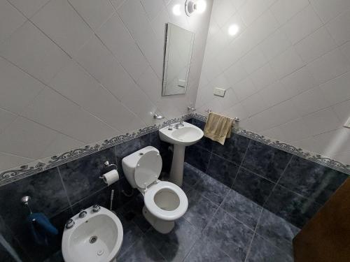 een badkamer met een toilet en een wastafel bij El descanso in Santa Rosa