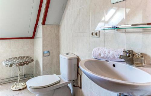 ein Bad mit einem Waschbecken und einem WC in der Unterkunft 2 Bedroom Gorgeous Home In Ijzendijke in IJzendijke