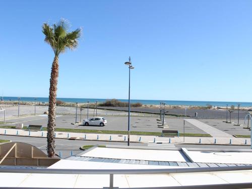 - un parking avec un palmier et un skatepark dans l'établissement Studio en Front de Mer à Saint-Pierre-la-Mer avec Loggia - 100m de la Plage, 200m du Centre - FR-1-229D-61, à Fleury