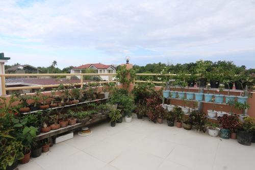 a balcony filled with lots of potted plants at JM's BnB Hauz Air-conditioned private room in Kalibo