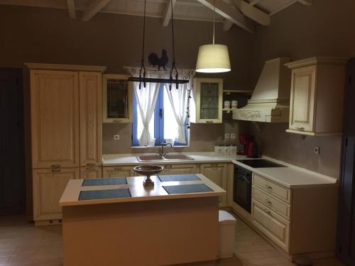 a kitchen with a sink and a counter top at VILLA HORIZON, PORTIANOU in Pedhinón