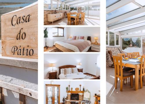 a collage of pictures of a bedroom and a room at Casa do Pátio - 3 Bedrooms, Ponte Rol in Torres Vedras
