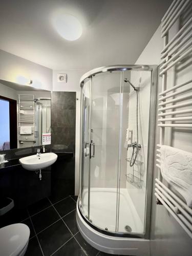 Koupelna v ubytování Hotel Szyndzielnia