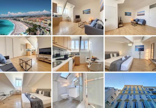 un collage de photos d'une chambre d'hôtel dans l'établissement Nestor&Jeeves - CITY BREAK - Central - Very close sea, à Nice