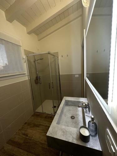 a bathroom with a shower and a sink at Ca' Maggiolo in Cinto Caomaggiore