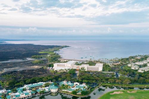 an aerial view of the resort and the ocean at Waikoloa Beach Marriott Resort & Spa in Waikoloa