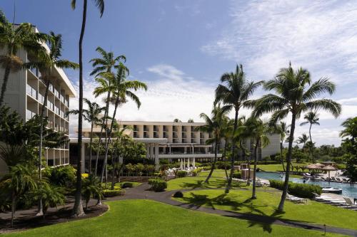 a view of the resort from the grounds at Waikoloa Beach Marriott Resort & Spa in Waikoloa