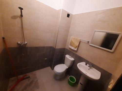 a bathroom with a toilet and a sink and a shower at راحتي in Tangier