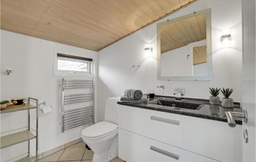 ein weißes Bad mit einem WC und einem Waschbecken in der Unterkunft Beautiful Home In Spttrup With Kitchen in Lihme