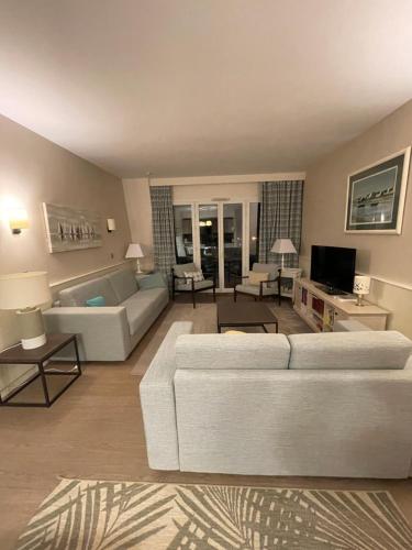 Televízia a/alebo spoločenská miestnosť v ubytovaní Presqu île de la touques deauville N 3404
