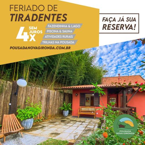 a flyer for a rental house in a magazine at Pousada Nova Gironda in Paty do Alferes