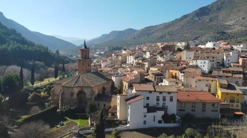 an aerial view of a village in the mountains at Peñas de Arnedillo in Arnedillo