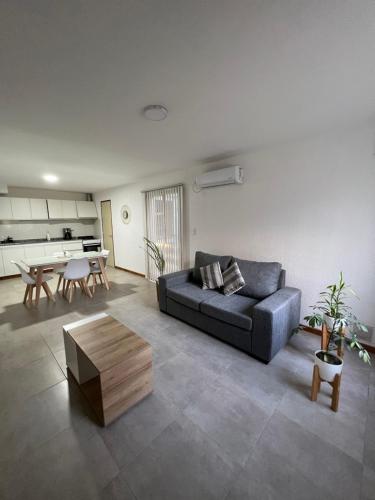 a living room with a couch and a table at Departamento 2 habitaciones planta baja Hasta 4 huéspedes in Tunuyán