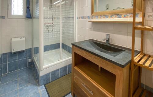 a bathroom with a sink and a shower at Stunning Home In Molires-sur-cze With Wifi in Molières-sur-Cèze