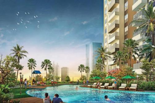a rendering of a swimming pool at a resort at Apartment Podomoro City Deli Medan in Medan