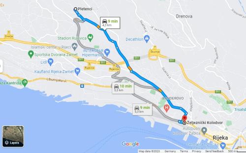 a map of the roads and highways in dubrovnik at Apartman 4 in Rijeka