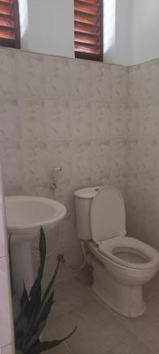 La salle de bains est pourvue de toilettes et d'un lavabo. dans l'établissement Polhena Palms, à Polhena