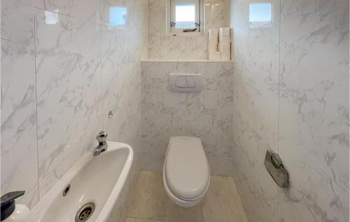 a white bathroom with a toilet and a sink at Stunning Home In Workum With Kitchen in Workum