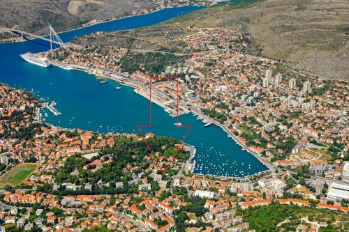 an aerial view of a city and a harbor at Batala1-City marina apartment with secured private parking in Dubrovnik