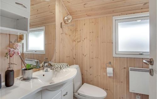 y baño con lavabo blanco y aseo. en 3 Bedroom Lovely Home In Fllenslev, en Føllenslev