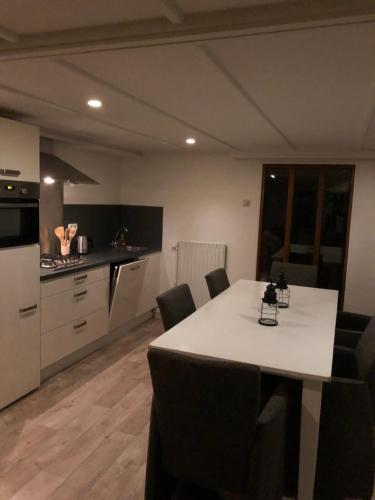 Kuchyň nebo kuchyňský kout v ubytování Hottub Forest chalet op de Veluwe!
