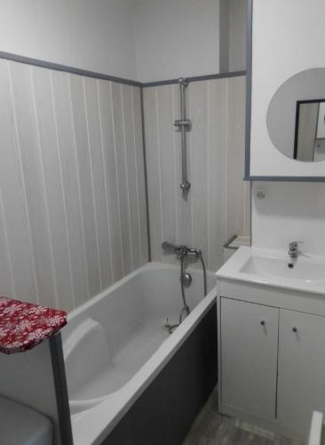 une salle de bain avec une baignoire et un lavabo dans l'établissement Appartement tout équipé hypercentre Limoges, à Limoges