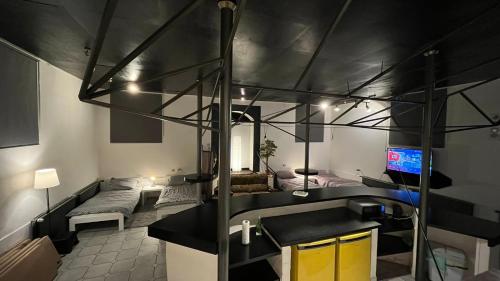 a room with a sink and a tv in it at Haus Luise ideal Monteure in Delmenhorst