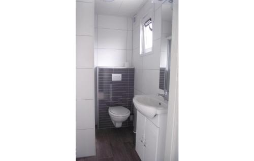 Baño blanco con aseo y lavamanos en Stunning Home In Breukelen With 2 Bedrooms And Wifi, en Breukelen