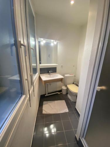 uma casa de banho com um WC branco e um lavatório. em Studio 96 - Wi fi fibre - Résidence Beauséjour - Proche centre ville em Troyes