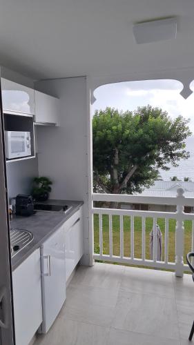 樂迪亞曼特的住宿－Black diamond lounge，阳台享有海景的厨房