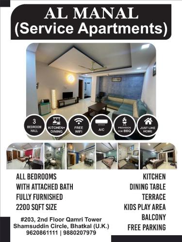 a flyer for a rental apartment with a picture of a room at AL-MANAL 306 Premium Room Triple Bed in Bhatkal
