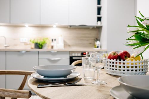 Dapur atau dapur kecil di Ferienwohnung Nordic Calm am Kellersee