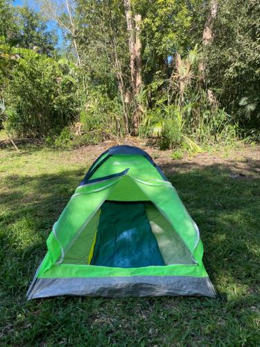 a green tent on the grass in a field at CASADOS RANCH in Escárcega