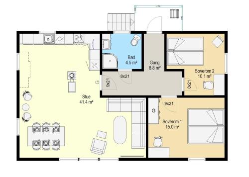 a floor plan of a house at T-R Huset i Hellosan in Bøstad