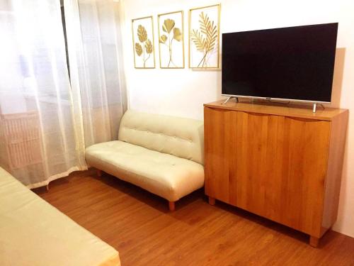 a living room with a tv and a couch at Megatower Residences 3(8F-34) in Baguio