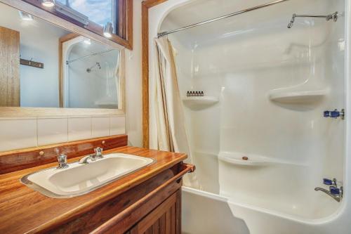 a bathroom with a sink and a shower at FOUNTAINS 3, Mount Hotham in Mount Hotham