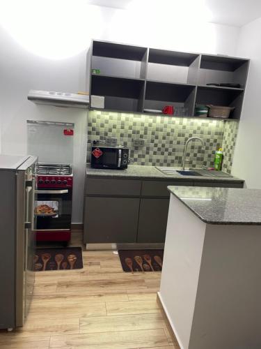 a kitchen with a sink and a counter top at La Maison II- Two Bedroom in Tatu City, Nairobi in Nairobi