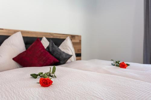 Postel nebo postele na pokoji v ubytování STOAMAT Appartements