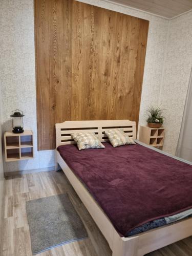 Postel nebo postele na pokoji v ubytování Houseboat "Upes Nams"