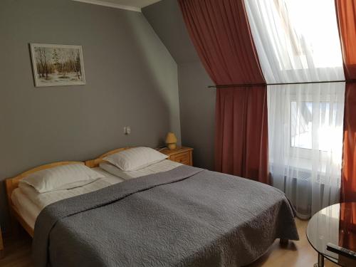 a bedroom with a bed and a window at Hotel Melturi in Melturi