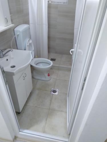 a bathroom with a toilet and a sink at VILLA SIMKA in Kočani