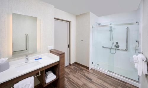 a bathroom with a sink and a shower at Holiday Inn Express & Suites - Brantford, an IHG Hotel in Brantford