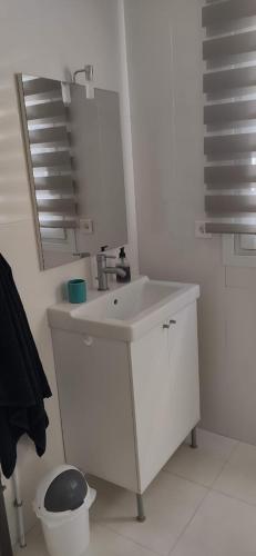 a bathroom with a sink and a mirror and a toilet at Maison Pré Long et Pré Long House in Le Thoronet