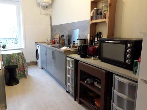 Kuchyňa alebo kuchynka v ubytovaní "Authentique" - appart étage 1 - Loc'h finistère - N4