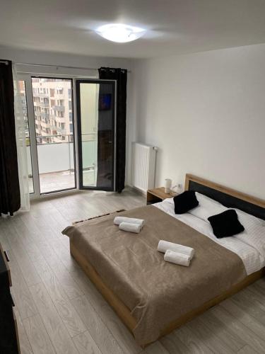 Ένα ή περισσότερα κρεβάτια σε δωμάτιο στο Flor Apartaments