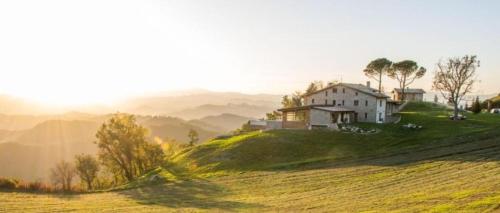 a house on top of a grassy hill at Aura Relais in Urbino