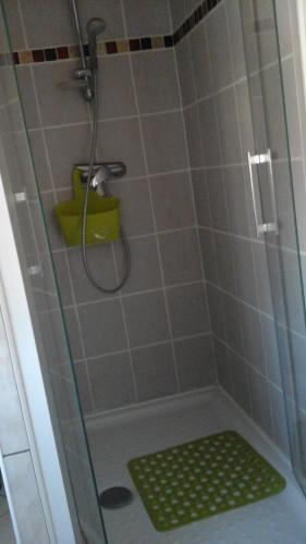 een douche met een groene mat in de badkamer bij WIM GOLF in Wimereux